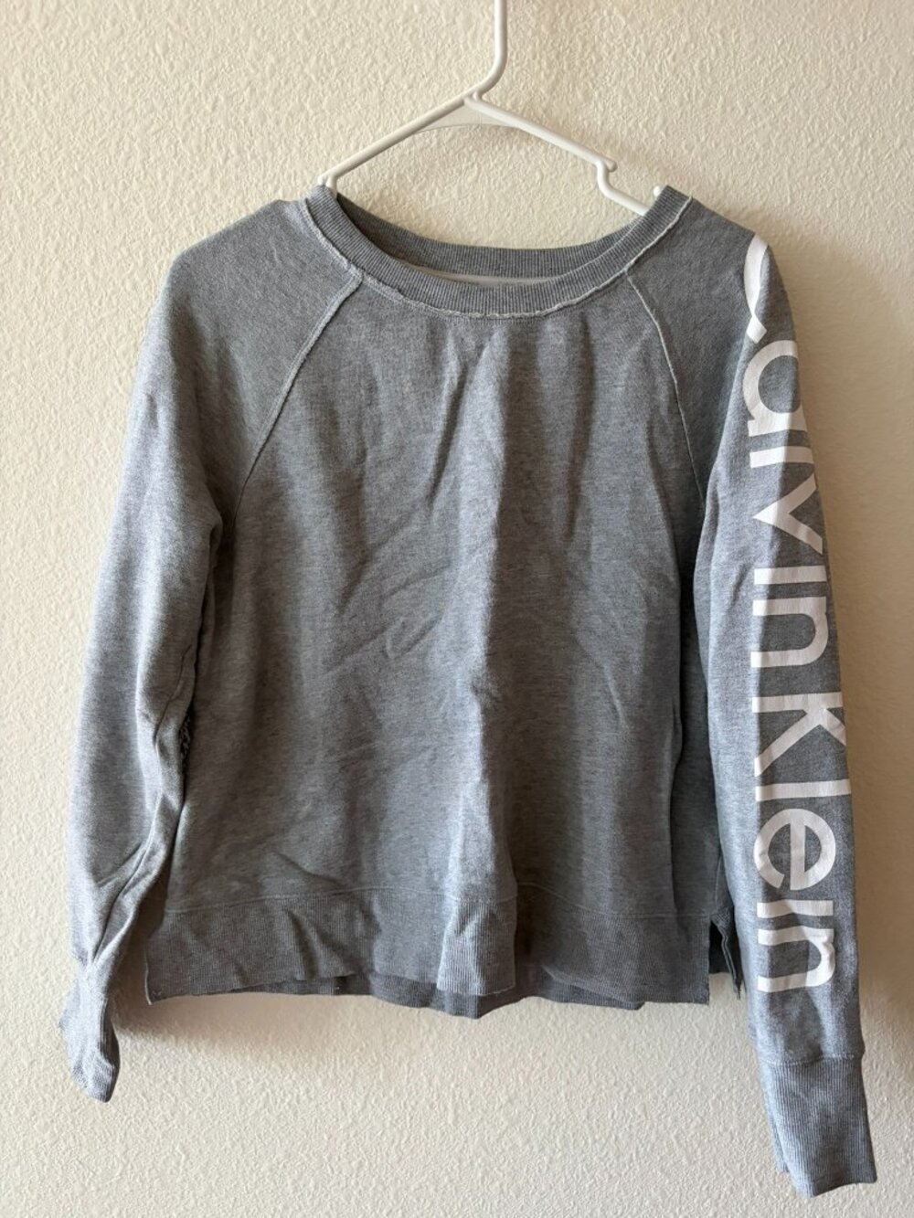 Calvin Klein Performance Gray Logo Sleeve Sweatshirt — Size Medium